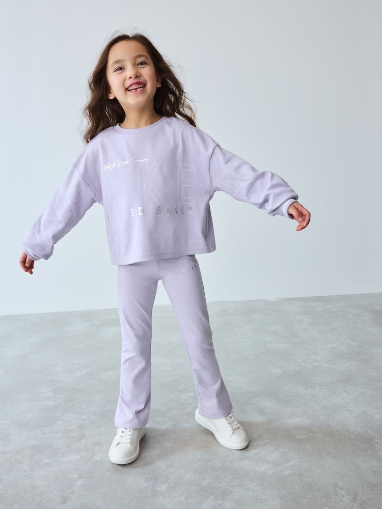 Baker by Ted Baker Blue Branded Sweat Top and Flare Set - Image 2 of 11