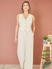 Yumi Natural Cotton And Ramie Waist Coat Vest - Image 2 of 5