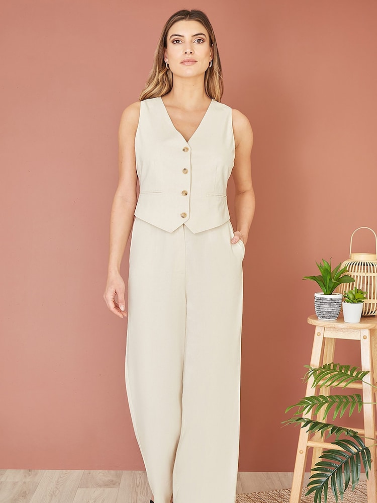 Yumi Natural Cotton And Ramie Waist Coat Vest - Image 2 of 5
