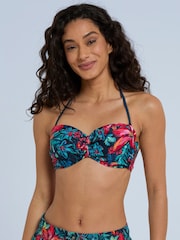 Animal Red Docks Printed Tie Front Womens Bikini Top - Image 3 of 9