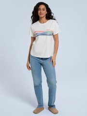 Animal White Phoenix Stripe Womens Organic T-Shirt - Image 4 of 8