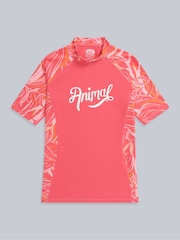 Animal Light Pink Womens Lucie Recycled Rash Vest - Image 5 of 8