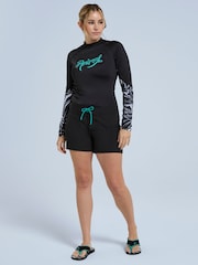 Animal Charcoal Black Womens Aurora Mini Quick Drying Boardshorts - Image 2 of 8