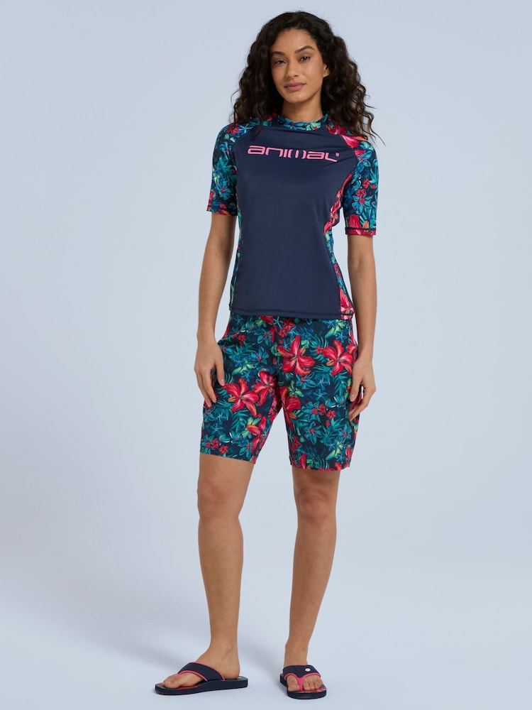 Animal Dark Blue Womens Lucie Quick Drying Rash Vest - Image 3 of 7