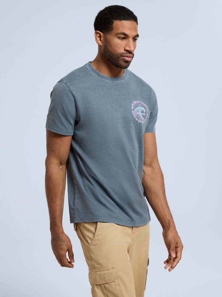 Animal Blue-Grey Mens Chase Relaxed 100% Cotton T-Shirt - Image 2 of 9
