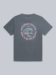 Animal Blue-Grey Mens Chase Relaxed 100% Cotton T-Shirt - Image 6 of 9