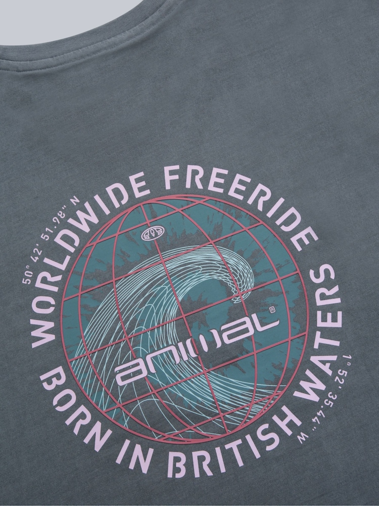 Animal Blue-Grey Mens Chase Relaxed 100% Cotton T-Shirt - Image 9 of 9