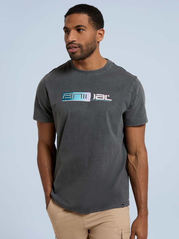 Animal Grey Mens Chase Relaxed 100% Cotton T-Shirt - Image 1 of 9