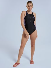 Animal Black Recycled Womens Margot Quick Drying Zip Front Swimsuit - Image 2 of 9