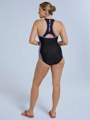 Animal Black Recycled Womens Margot Quick Drying Zip Front Swimsuit - Image 3 of 9
