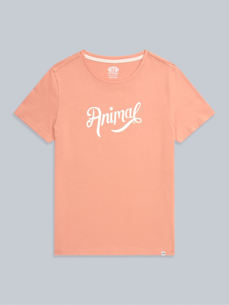 Animal Pink Womens Marina Script Logo T-Shirt - Image 1 of 4