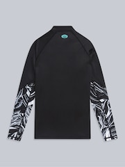 Animal Charcoal Black Womens Lillie Printed Panel Quick Drying Rash Vest - Image 4 of 6