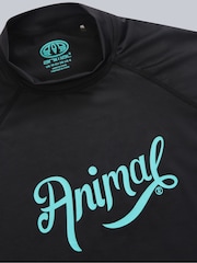 Animal Charcoal Black Womens Lillie Printed Panel Quick Drying Rash Vest - Image 6 of 6