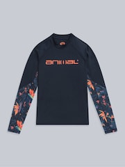 Animal Orange Womens Lillie Printed Panel Quick Drying Rash Vest - Image 1 of 4