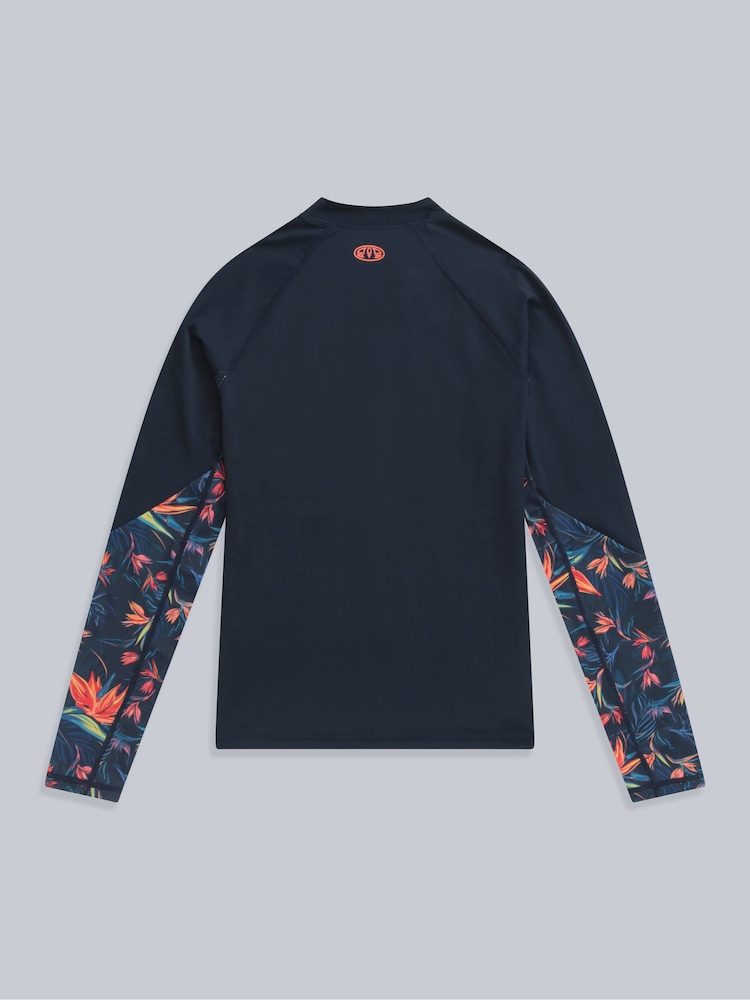 Animal Orange Womens Lillie Printed Panel Quick Drying Rash Vest - Image 2 of 4