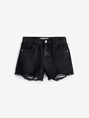 Simply Be Black 100% Cotton Frayed Hem Denim Shorts - Image 5 of 5