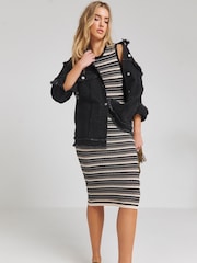 Simply Be Black 100% Cotton Frayed Hem Denim Jacket - Image 3 of 3