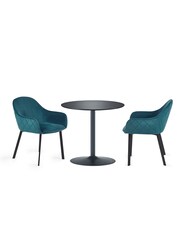Julian Bowen Black and Teal Nero 80cm Table and 2 Lima Dining Chairs - Image 2 of 2