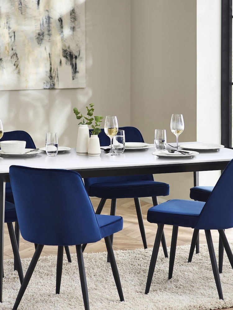 Julian Bowen White Marble Miami Rectangular Stone Top Dining Table - Image 1 of 4