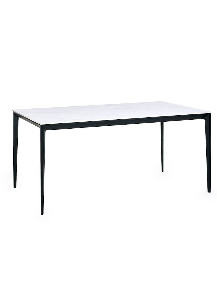 Julian Bowen White Marble Miami Rectangular Stone Top Dining Table - Image 2 of 4