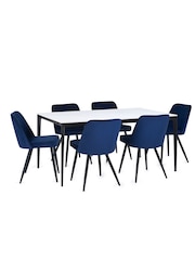 Julian Bowen White Marble Miami Rectangular Stone Top Dining Table - Image 3 of 4