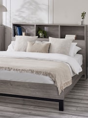 Julian Bowen Grey Oak Bali Bookcase Headboard Storage Bed - Image 1 of 5