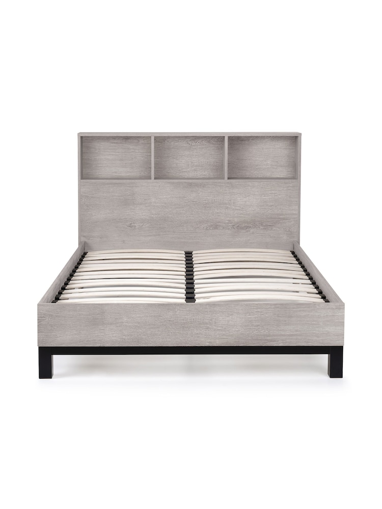 Julian Bowen Grey Oak Bali Bookcase Headboard Storage Bed - Image 4 of 4 Julian Bowen Grey Oak Bali Bookcase Headboard Storage Bed - Image 4 of 4