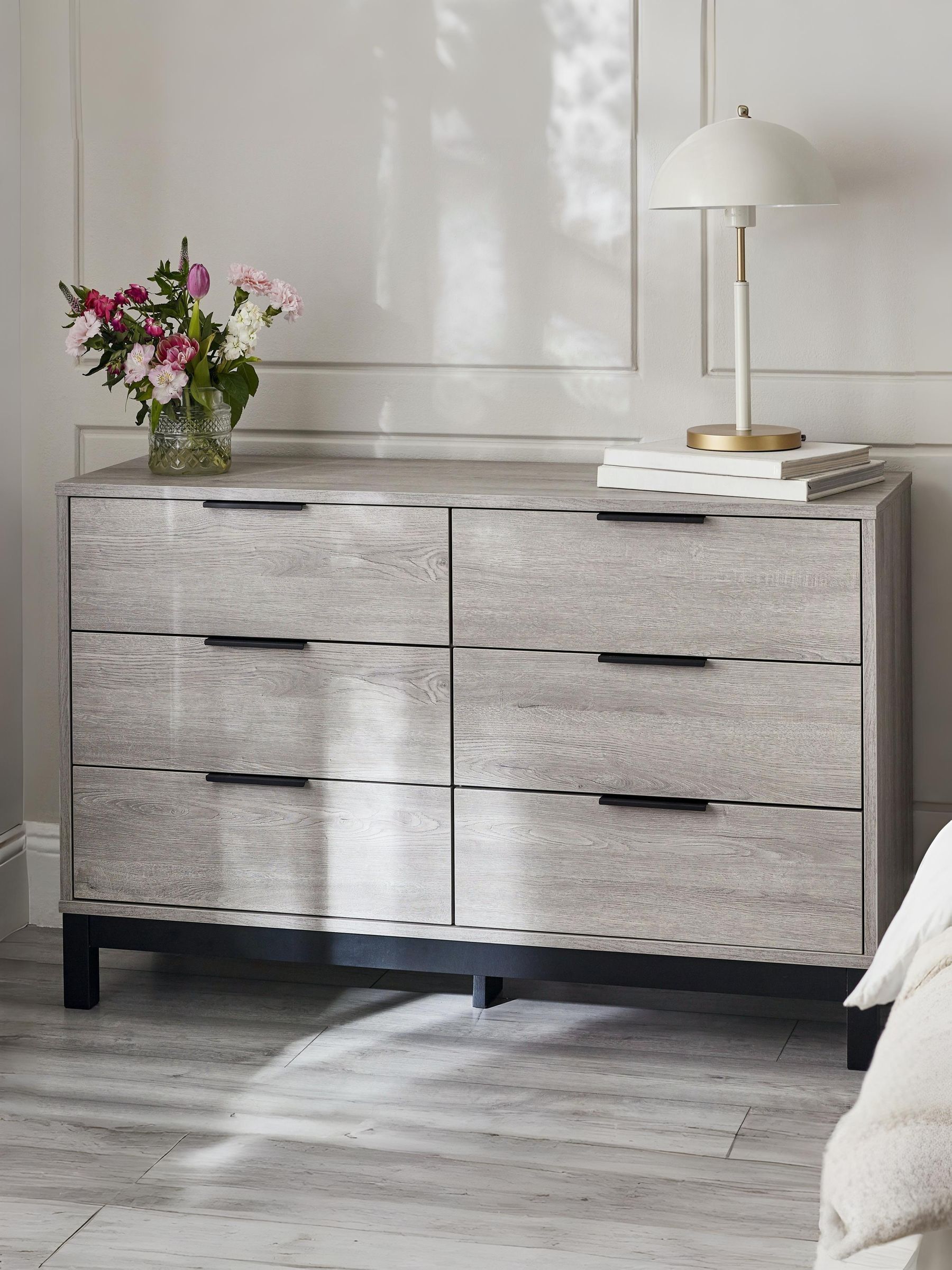 Julian Bowen Bali 6 Drawer Chest of Drawers - Grey Oak - Modern Industrial Style - Image 7