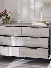 Julian Bowen Grey Oak Bali 6 Drawer Wide Chest - Image 2 of 6