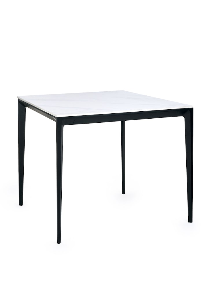 Julian Bowen White Marble Miami Square Stone Top Dining Table - Image 1 of 2