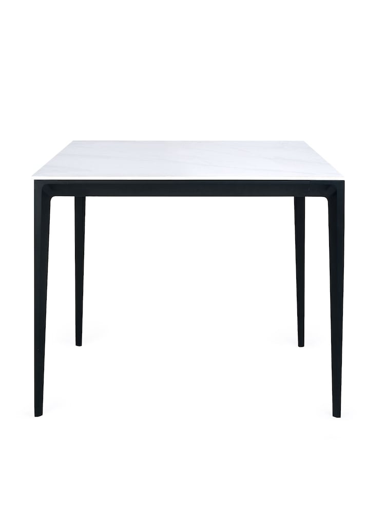 Julian Bowen White Marble Miami Square Stone Top Dining Table - Image 2 of 2