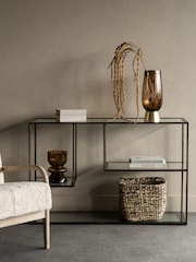 Libra Gilded Dark Bronze Deveraux Metal and Glass Console Table - Image 1 of 6