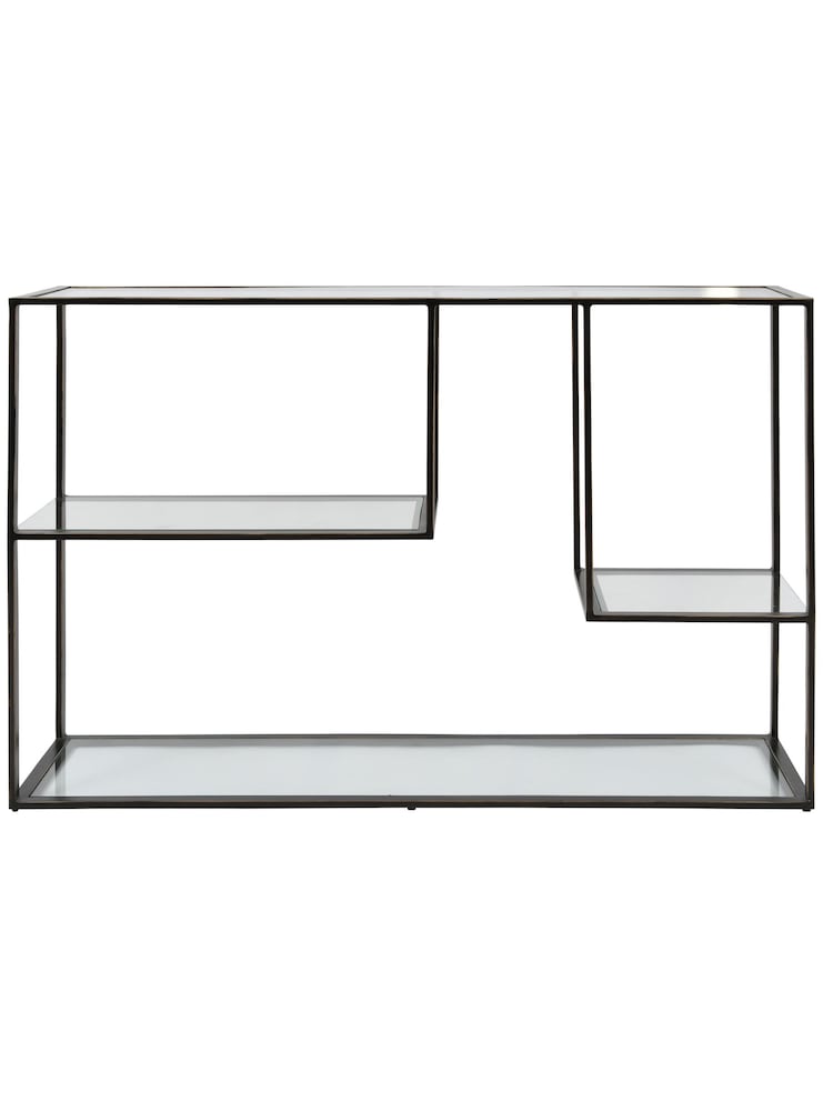 Libra Gilded Dark Bronze Deveraux Metal and Glass Console Table - Image 2 of 6