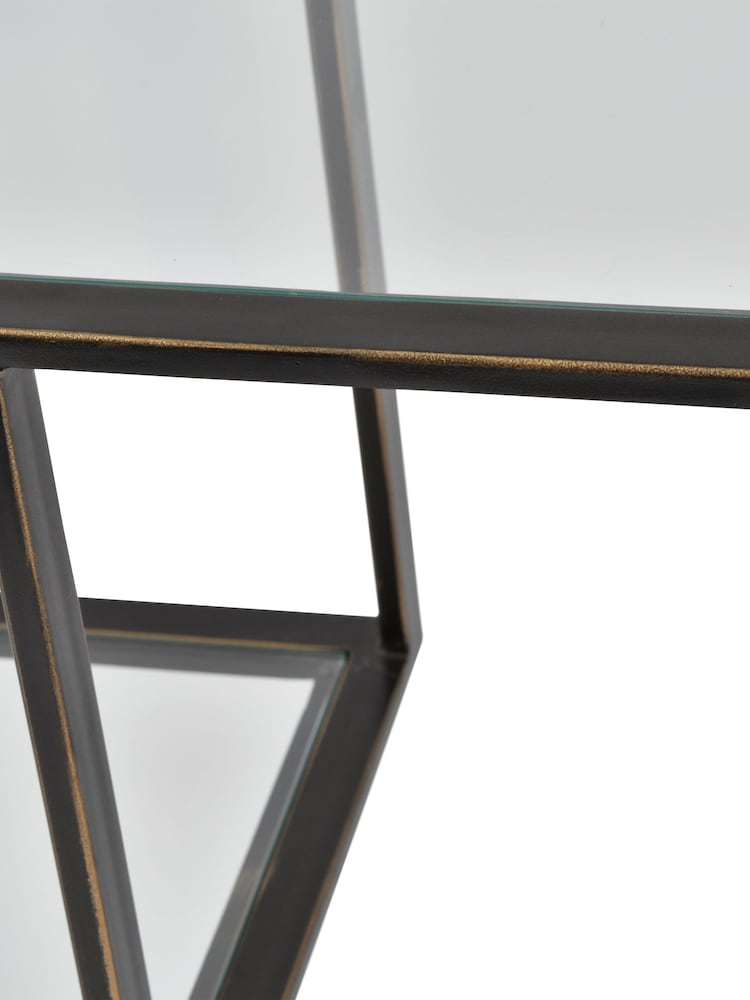 Libra Gilded Dark Bronze Deveraux Metal and Glass Console Table - Image 6 of 6