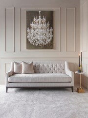Libra Ivory Theodore Buttoned 3 Seater Sofa - Image 1 of 6