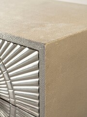 Libra Silver Coco Embossed Metal 6 Drawer Tall Boy - Image 5 of 5