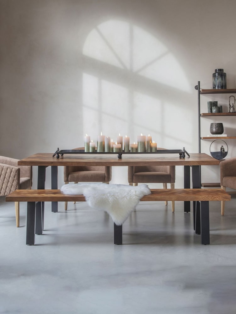 Libra Natural Burnham II Herringbone 6-8 Seater Dining Table - Image 1 of 6