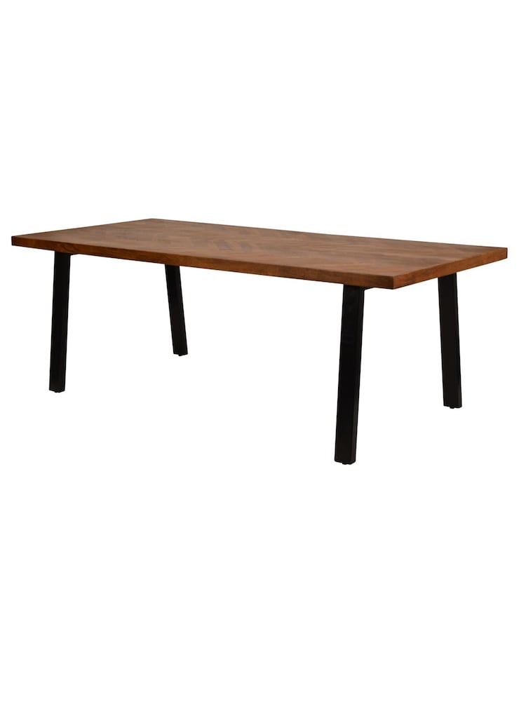 Libra Natural Burnham II Herringbone 6-8 Seater Dining Table - Image 2 of 6