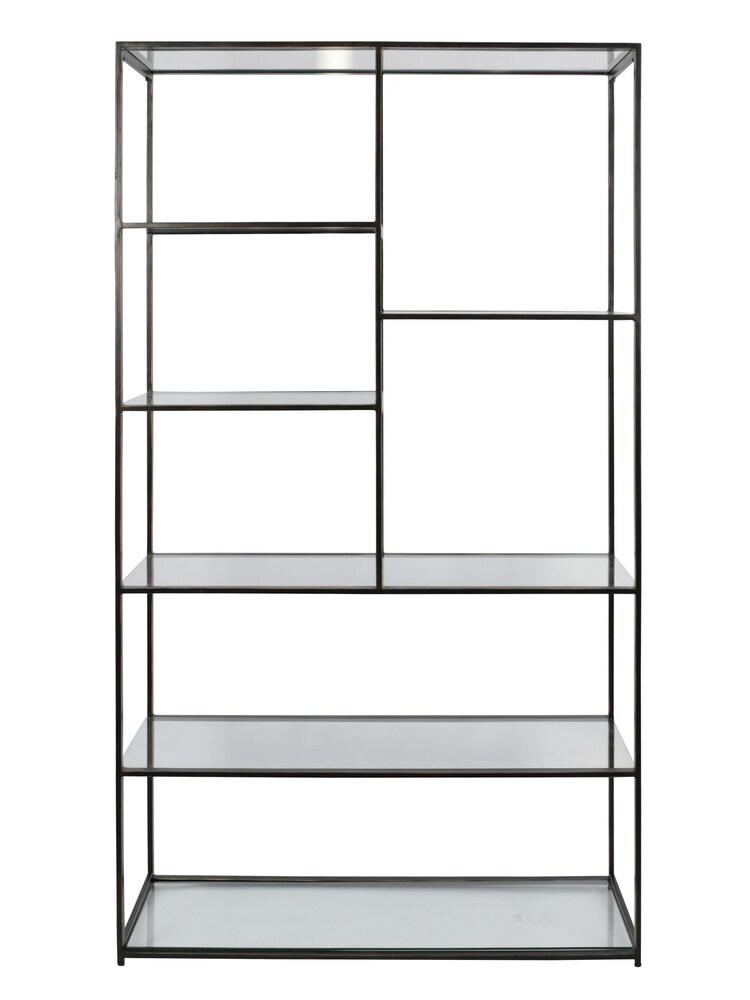 Libra Gilded Dark Bronze Deveraux Metal and Glass Tall Shelving Unit - Image 2 of 6