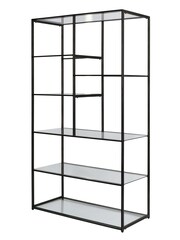 Libra Gilded Dark Bronze Deveraux Metal and Glass Tall Shelving Unit - Image 3 of 6