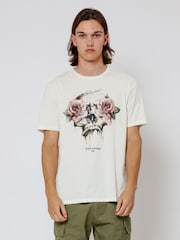 Religion White Roses Skull 100% Cotton T-Shirt - Image 1 of 4