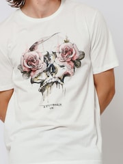 Religion White Roses Skull 100% Cotton T-Shirt - Image 4 of 4