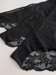 Schwarz - Nahtlose Slips mit Spitzenrückseite im 3er-Pack - Bild 7 von 8