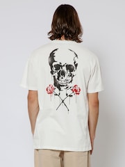 Religion White Skull Stencil 100% Cotton T-Shirt - Image 2 of 4