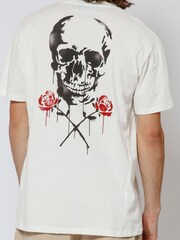 Religion White Skull Stencil 100% Cotton T-Shirt - Image 4 of 4
