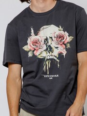 Religion Black Roses Skull 100% Cotton T-Shirt - Image 1 of 4