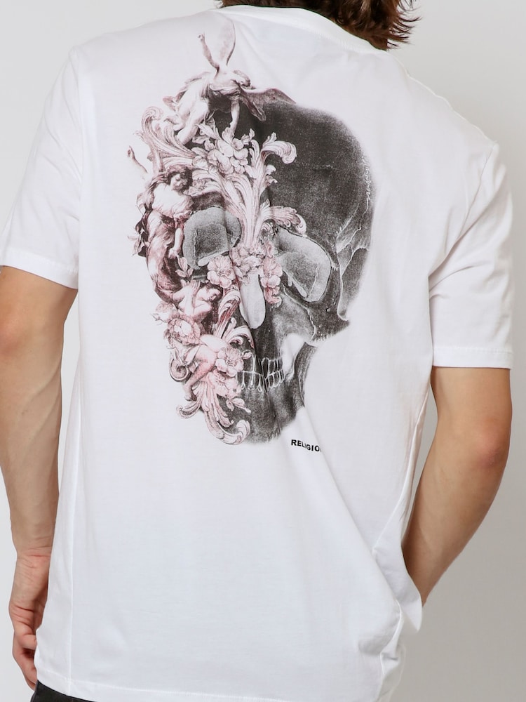 Religion White Cherubs Skull 100% Cotton T-Shirt - Image 4 of 4