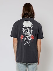Religion Black Skull Stencil 100% Cotton T-Shirt - Image 2 of 4
