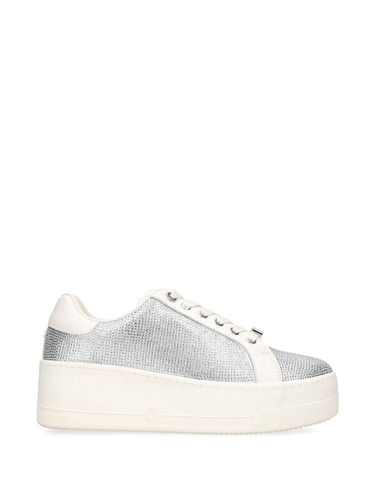 Carvela Silver Chrome Connected Jewel Trainers - Image 2 of 5