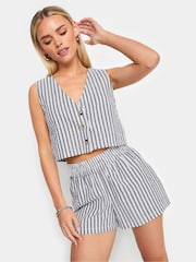 PixieGirl Petite Blue 100% Cotton Stripe Shorts - Image 1 of 5